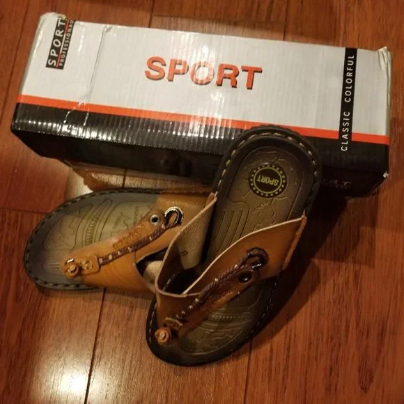 Brown Leather Thong Sandal - Women size 8 - Picture 4 of 5